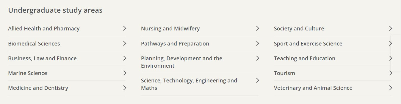 Ngành nghề JCU đào tạo bậc đại học Ngành nghề JCU đào tạo bậc đại học