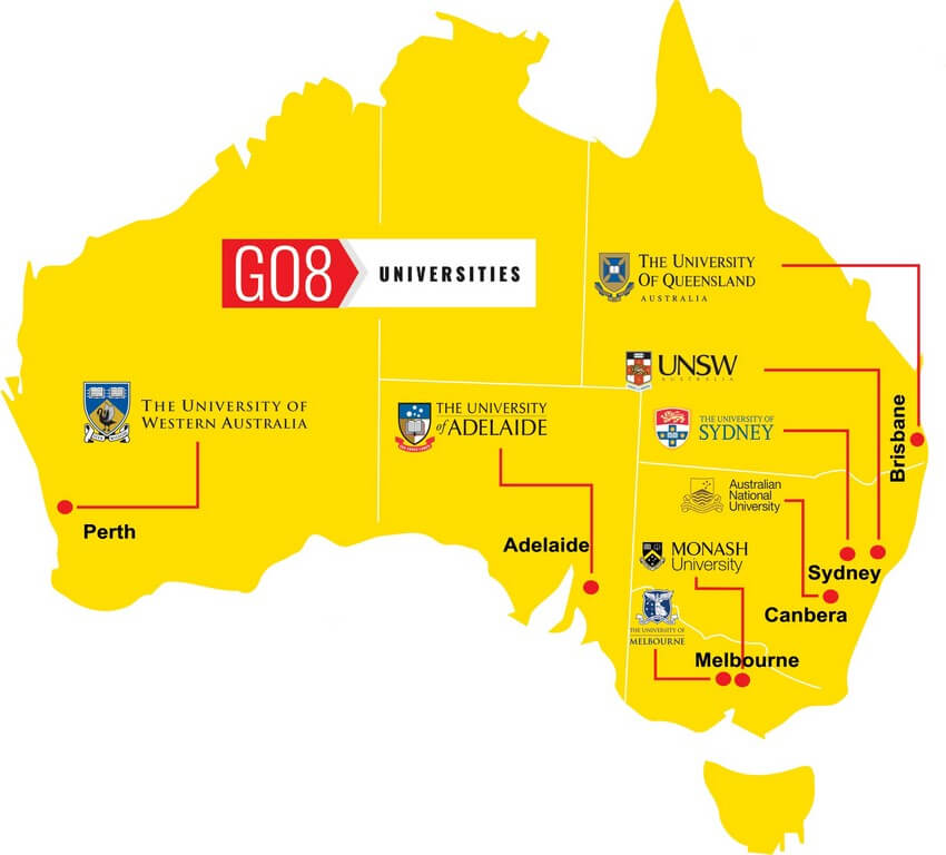 Go8 - Nhóm 8 trường đại học hàng đầu tại Úc Go8 - Nhóm 8 trường đại học hàng đầu tại Úc